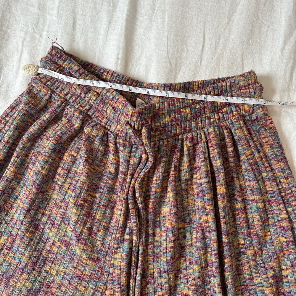 Daily Practice Anthropologie Multicolor Wide Leg Ribbed Flounce Pants XSP - Picture 6 of 9